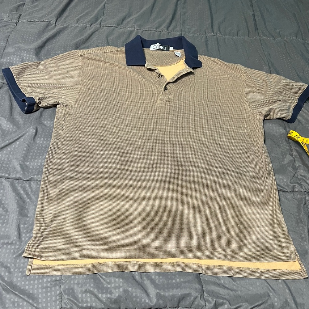 On tour cotton polo shirt houndstooth pattern size xl